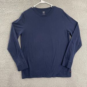 Levi's Shirt‎ Men M Navy Casual Standard Fit Long Sleeve Blank Tee